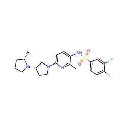 Cc1nc(N2CC[C@H](N3CCC[C@@H]3C)C2)ccc1NS(=O)(=O)c1ccc(F)c(F)c1 ZINC000103271979