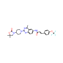 Cc1nc(N2CCC(N3CC(C)(C)OC3=O)CC2)nc2ccc(NC(=O)/C=C/c3ccc(OC(F)(F)F)cc3)cc12 ZINC000084634120