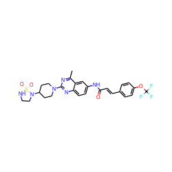 Cc1nc(N2CCC(N3CCNS3(=O)=O)CC2)nc2ccc(NC(=O)/C=C/c3ccc(OC(F)(F)F)cc3)cc12 ZINC000084587869