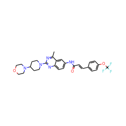Cc1nc(N2CCC(N3CCOCC3)CC2)nc2ccc(NC(=O)/C=C/c3ccc(OC(F)(F)F)cc3)cc12 ZINC000084617828