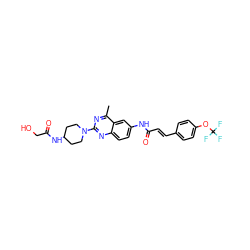 Cc1nc(N2CCC(NC(=O)CO)CC2)nc2ccc(NC(=O)/C=C/c3ccc(OC(F)(F)F)cc3)cc12 ZINC000084633056
