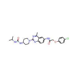 Cc1nc(N2CCC(NC(=O)NC(C)C)CC2)nc2ccc(NC(=O)COc3ccc(Cl)cc3)cc12 ZINC000084618472