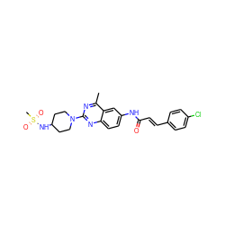 Cc1nc(N2CCC(NS(C)(=O)=O)CC2)nc2ccc(NC(=O)/C=C/c3ccc(Cl)cc3)cc12 ZINC000084587082
