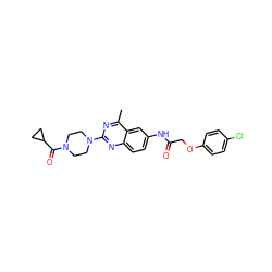 Cc1nc(N2CCN(C(=O)C3CC3)CC2)nc2ccc(NC(=O)COc3ccc(Cl)cc3)cc12 ZINC000084635451