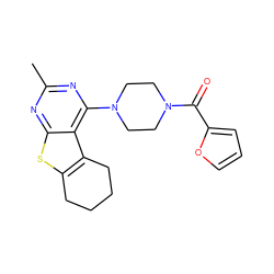 Cc1nc(N2CCN(C(=O)c3ccco3)CC2)c2c3c(sc2n1)CCCC3 ZINC000001332467