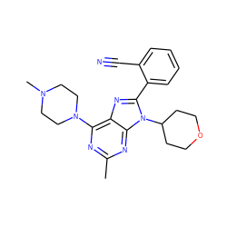 Cc1nc(N2CCN(C)CC2)c2nc(-c3ccccc3C#N)n(C3CCOCC3)c2n1 ZINC000103243434