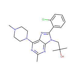 Cc1nc(N2CCN(C)CC2)c2nc(-c3ccccc3Cl)n(CC(C)(C)O)c2n1 ZINC000142523969