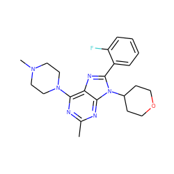 Cc1nc(N2CCN(C)CC2)c2nc(-c3ccccc3F)n(C3CCOCC3)c2n1 ZINC000103243436