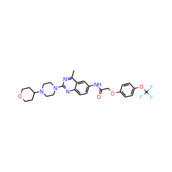 Cc1nc(N2CCN(C3CCOCC3)CC2)nc2ccc(NC(=O)COc3ccc(OC(F)(F)F)cc3)cc12 ZINC000084616755