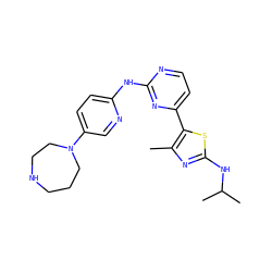 Cc1nc(NC(C)C)sc1-c1ccnc(Nc2ccc(N3CCCNCC3)cn2)n1 ZINC001772570770