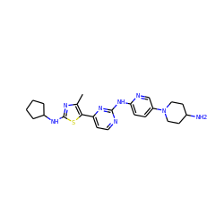 Cc1nc(NC2CCCC2)sc1-c1ccnc(Nc2ccc(N3CCC(N)CC3)cn2)n1 ZINC001772656324