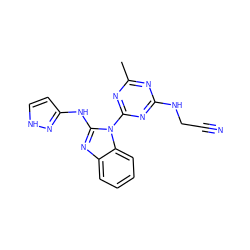 Cc1nc(NCC#N)nc(-n2c(Nc3cc[nH]n3)nc3ccccc32)n1 ZINC000071388863