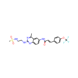 Cc1nc(NCCNS(C)(=O)=O)nc2ccc(NC(=O)/C=C/c3ccc(OC(F)(F)F)cc3)cc12 ZINC000084634556