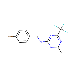 Cc1nc(NCc2ccc(Br)cc2)nc(C(F)(F)F)n1 ZINC000103282902