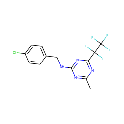 Cc1nc(NCc2ccc(Cl)cc2)nc(C(F)(F)C(F)(F)F)n1 ZINC000103290394