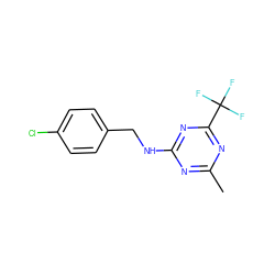 Cc1nc(NCc2ccc(Cl)cc2)nc(C(F)(F)F)n1 ZINC000103283013