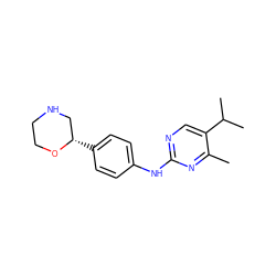 Cc1nc(Nc2ccc([C@H]3CNCCO3)cc2)ncc1C(C)C ZINC000149924200