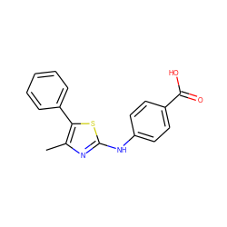 Cc1nc(Nc2ccc(C(=O)O)cc2)sc1-c1ccccc1 ZINC000003267838