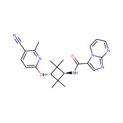 Cc1nc(O[C@H]2C(C)(C)[C@H](NC(=O)c3cnc4ncccn34)C2(C)C)ccc1C#N ZINC000254119980