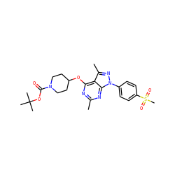 Cc1nc(OC2CCN(C(=O)OC(C)(C)C)CC2)c2c(C)nn(-c3ccc(S(C)(=O)=O)cc3)c2n1 ZINC000034444615