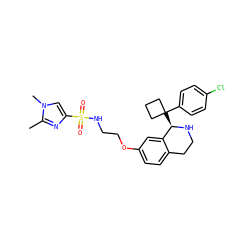 Cc1nc(S(=O)(=O)NCCOc2ccc3c(c2)[C@@H](C2(c4ccc(Cl)cc4)CCC2)NCC3)cn1C ZINC000117355047