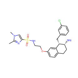 Cc1nc(S(=O)(=O)NCCOc2ccc3c(c2)[C@H](Cc2cccc(Cl)c2)[C@H](N)CC3)cn1C ZINC000142068663