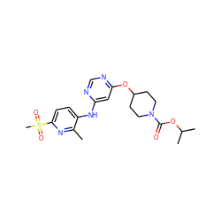 Cc1nc(S(C)(=O)=O)ccc1Nc1cc(OC2CCN(C(=O)OC(C)C)CC2)ncn1 ZINC000073200583