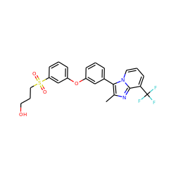 Cc1nc2c(C(F)(F)F)cccn2c1-c1cccc(Oc2cccc(S(=O)(=O)CCCO)c2)c1 ZINC000045389854