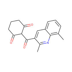 Cc1nc2c(C)cccc2cc1C(=O)C1C(=O)CCCC1=O ZINC001772577442