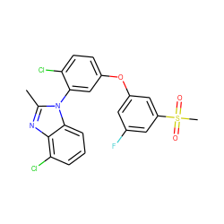 Cc1nc2c(Cl)cccc2n1-c1cc(Oc2cc(F)cc(S(C)(=O)=O)c2)ccc1Cl ZINC000045351097