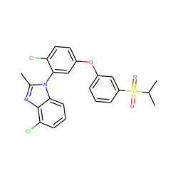 Cc1nc2c(Cl)cccc2n1-c1cc(Oc2cccc(S(=O)(=O)C(C)C)c2)ccc1Cl ZINC000045351093