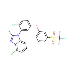 Cc1nc2c(Cl)cccc2n1-c1cc(Oc2cccc(S(=O)(=O)C(F)(F)F)c2)ccc1Cl ZINC000045390529