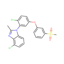 Cc1nc2c(Cl)cccc2n1-c1cc(Oc2cccc(S(C)(=O)=O)c2)ccc1Cl ZINC000045385516