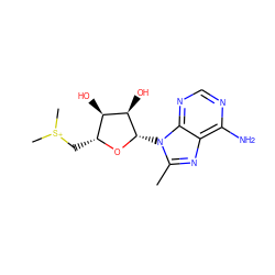 Cc1nc2c(N)ncnc2n1[C@@H]1O[C@H](C[S+](C)C)[C@@H](O)[C@H]1O ZINC000040403402