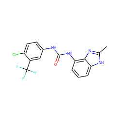 Cc1nc2c(NC(=O)Nc3ccc(Cl)c(C(F)(F)F)c3)cccc2[nH]1 ZINC000084618783