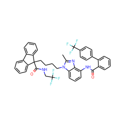 Cc1nc2c(NC(=O)c3ccccc3-c3ccc(C(F)(F)F)cc3)cccc2n1CCCCC1(C(=O)NCC(F)(F)F)c2ccccc2-c2ccccc21 ZINC000095606175