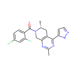 Cc1nc2c(c(-c3ccn[nH]3)n1)C[C@@H](C)N(C(=O)c1ccc(Cl)cc1F)C2 ZINC000219264383