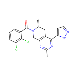 Cc1nc2c(c(-c3ccn[nH]3)n1)C[C@@H](C)N(C(=O)c1cccc(Cl)c1Cl)C2 ZINC000219525398