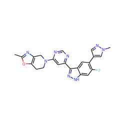 Cc1nc2c(o1)CCN(c1cc(-c3n[nH]c4cc(F)c(-c5cnn(C)c5)cc34)ncn1)C2 ZINC000225572530