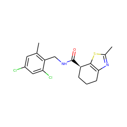 Cc1nc2c(s1)[C@H](C(=O)NCc1c(C)cc(Cl)cc1Cl)CCC2 ZINC000220875627