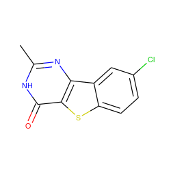 Cc1nc2c(sc3ccc(Cl)cc32)c(=O)[nH]1 ZINC000045315558