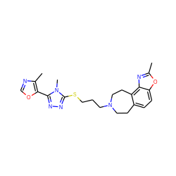 Cc1nc2c3c(ccc2o1)CCN(CCCSc1nnc(-c2ocnc2C)n1C)CC3 ZINC000029127324