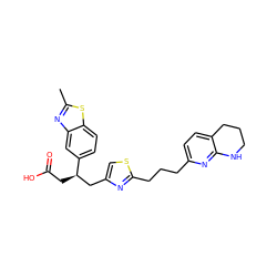 Cc1nc2cc([C@H](CC(=O)O)Cc3csc(CCCc4ccc5c(n4)NCCC5)n3)ccc2s1 ZINC000003962013