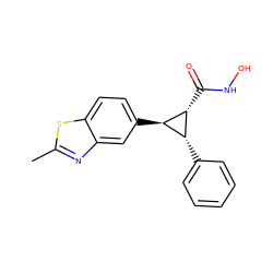 Cc1nc2cc([C@H]3[C@H](C(=O)NO)[C@@H]3c3ccccc3)ccc2s1 ZINC000103251589