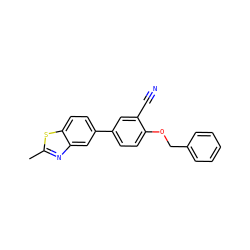 Cc1nc2cc(-c3ccc(OCc4ccccc4)c(C#N)c3)ccc2s1 ZINC000049785702