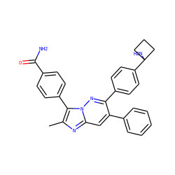 Cc1nc2cc(-c3ccccc3)c(-c3ccc(C4(N)CCC4)cc3)nn2c1-c1ccc(C(N)=O)cc1 ZINC000114039040