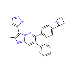 Cc1nc2cc(-c3ccccc3)c(-c3ccc(C4(N)CCC4)cc3)nn2c1-c1ccn[nH]1 ZINC000146967011