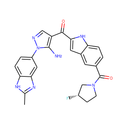 Cc1nc2cc(-n3ncc(C(=O)c4cc5cc(C(=O)N6CC[C@H](F)C6)ccc5[nH]4)c3N)ccc2[nH]1 ZINC000150136478