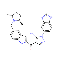 Cc1nc2cc(-n3ncc(C(=O)c4cc5cc(CN6[C@H](C)CC[C@H]6C)ccc5[nH]4)c3N)ccc2[nH]1 ZINC000150192732