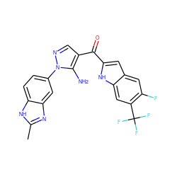 Cc1nc2cc(-n3ncc(C(=O)c4cc5cc(F)c(C(F)(F)F)cc5[nH]4)c3N)ccc2[nH]1 ZINC000150088567